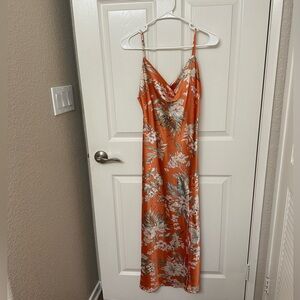 Tropical Floral Maxi Dress in Orange (M)